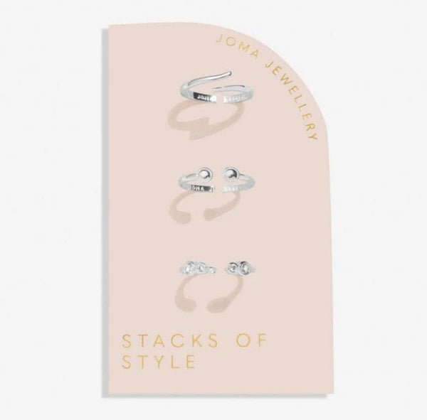 Joma Jewellery Stacks of Style Rings - Silver & Zirconia