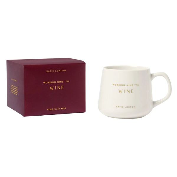 Katie Loxton Porcelain Mug ‘Working Nine ‘Til Wine’