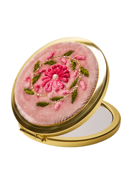 Powder Embroidered Mirror - Pink Petals