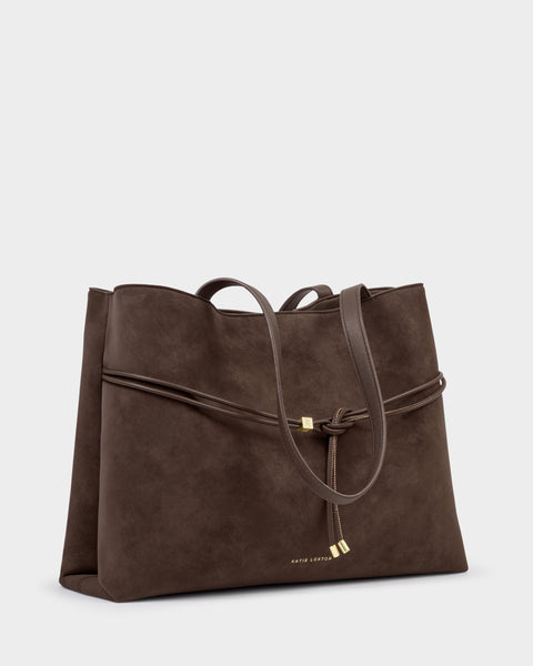 Katie Loxton Lori Suedette Tote Bag - Bitter Chocolate