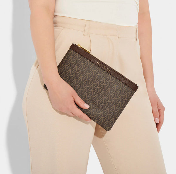 Katie Loxton Signature Pouch - Chocolate