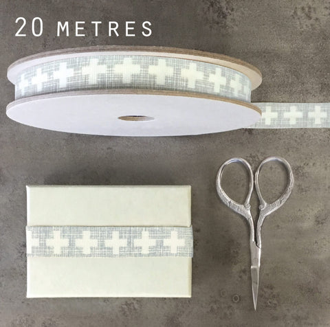 East Of India Ribbon - Crosses/Grey