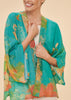 Powder Hummingbird Kimono Jacket - Aqua