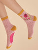 Powder Ladies Ladybird Ankle Socks - Petal