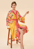 Powder Impressionist Floral Kimono Gown - Mustard