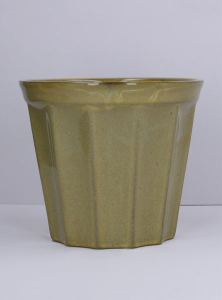 Gisela Graham Ceramic Pot Cover - Chartreuse Ribbed