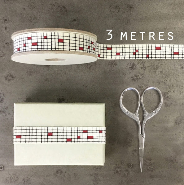 East Of India Ribbon - Red Mondrian Check