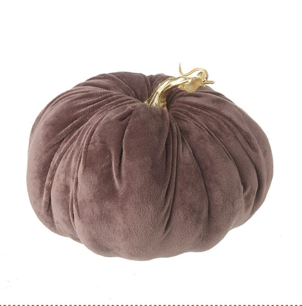 Velvet Pumpkin With Gold Stalk - Large