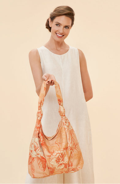 Powder Knotted Toile Shoulder Swing Bag - Coral