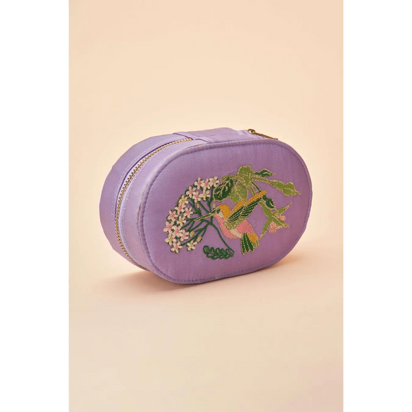 Powder Hummingbird Oval Jewellery Box - Lavender