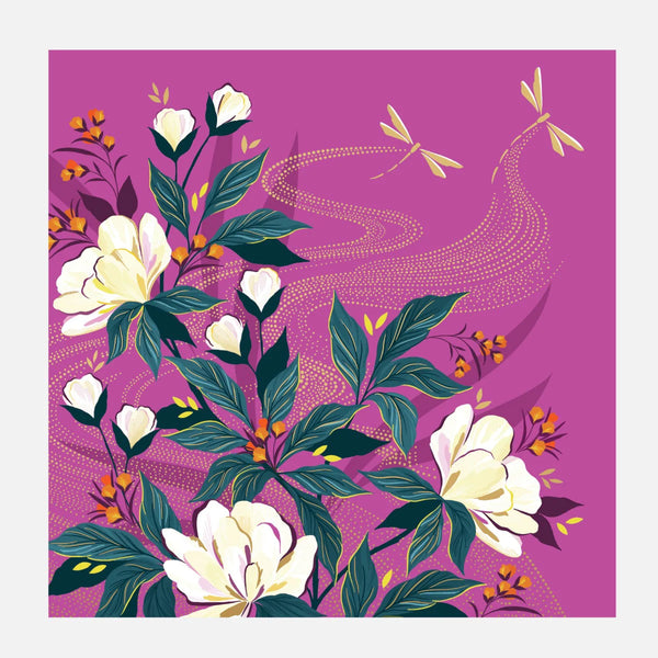 Sara Miller Dragonfly & Flowers Card