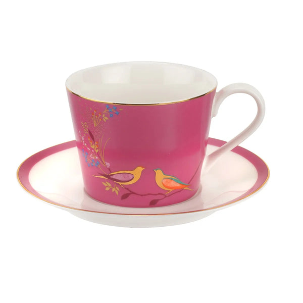 Sara Miller Chelsea Teacup & Saucer - Pink Birds