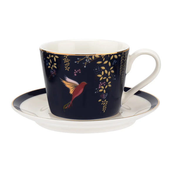 Sara Miller Chelsea Teacup & Saucer - Navy Birds