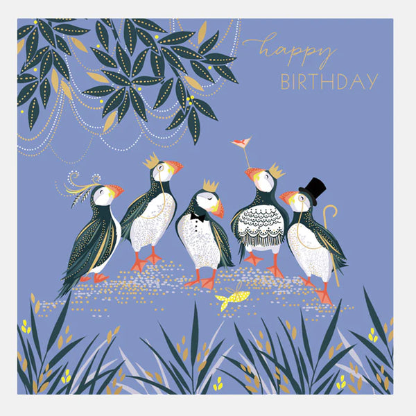 Sara Miller Puffins Happy Birthday Card