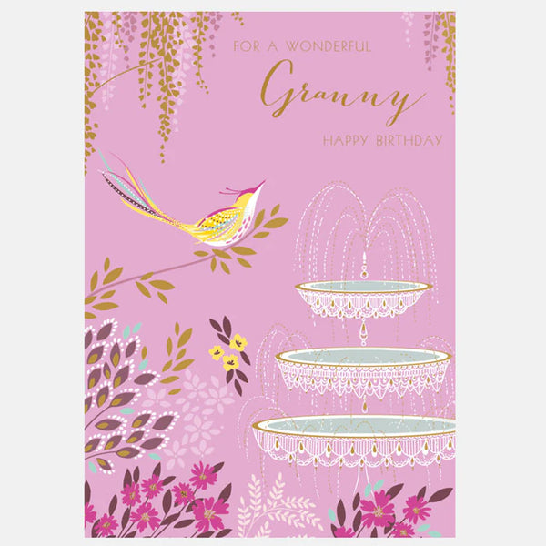 Sara Miller Blossom Pink Songbird Granny Birthday Card