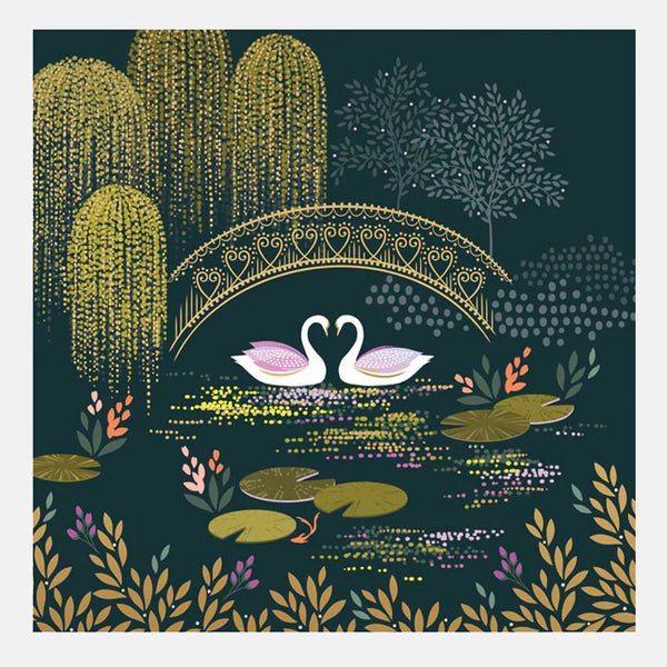 Sara Miller Swans Under Bridge Card