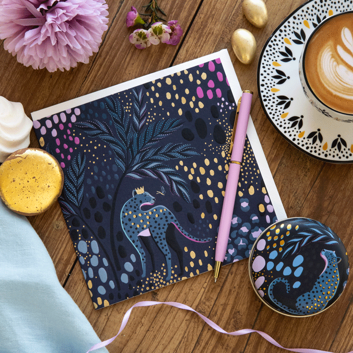 Sara Miller Midnight Leopard Card