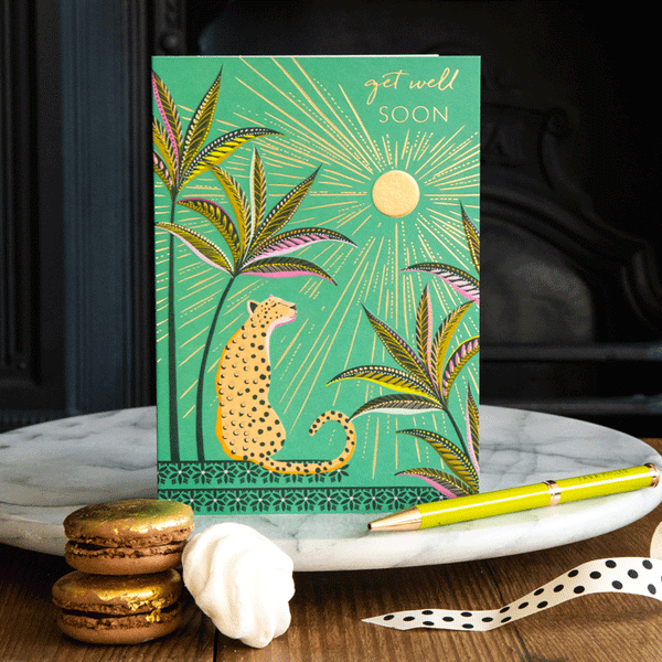 Sara Miller Sun Leopard Get Well Soon Card