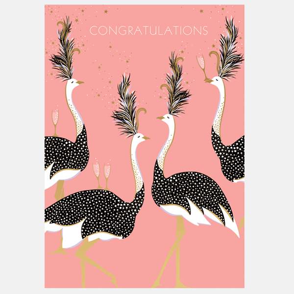 Sara Miller Dancing Ostriches Congratulations Card