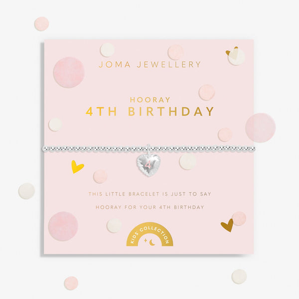Joma Jewellery Kids' Confetti A Little '4th Birthday' Bracelet