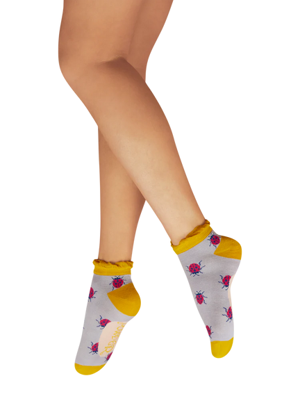 Powder Lovely Ladybirds Trainer Socks - Lilac