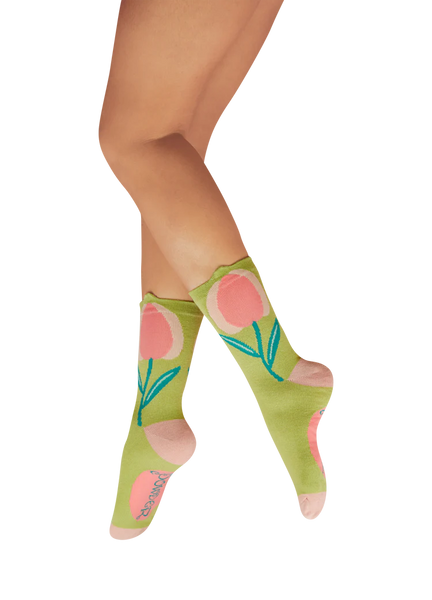 Powder Flower Top Ankle Socks - Tulip