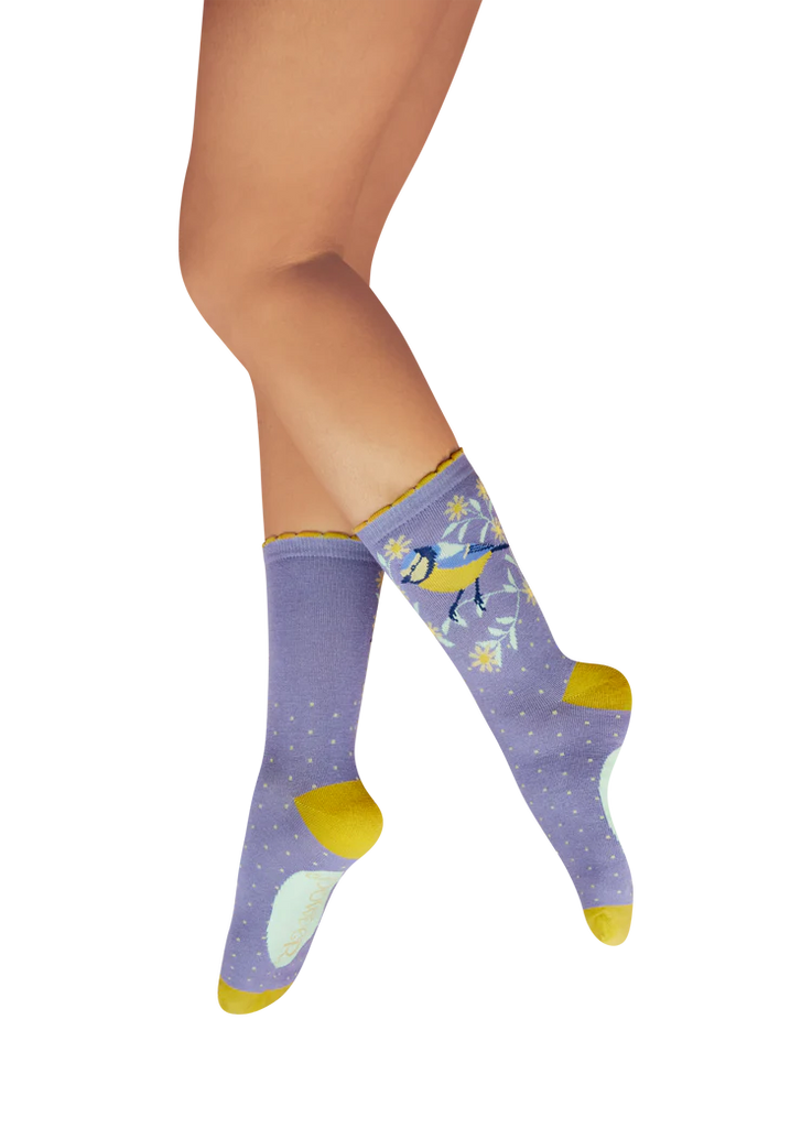 Powder Blooming Blue Tit Ankle Socks