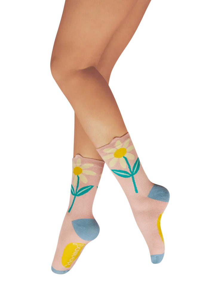 Powder Flower Top Ankle Socks - Daisy