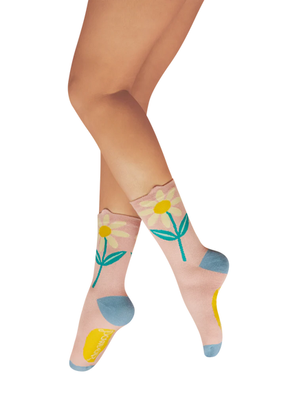 Powder Flower Top Ankle Socks - Daisy