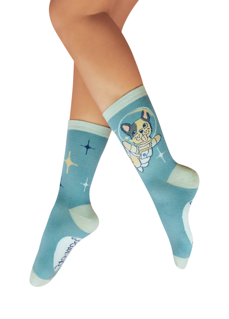 Powder Frenchie In Space Ankle Socks