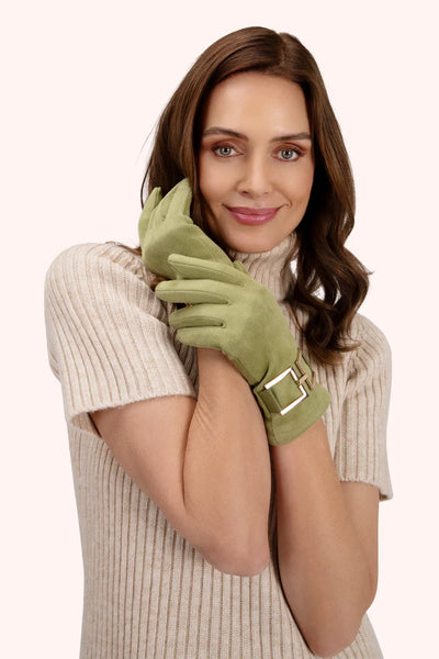 Powder Dana Faux Suede Gloves - Sage