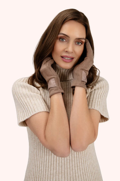 Powder Meredith Faux Suede Gloves - Taupe