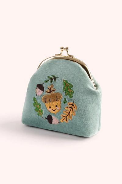 Powder Velvet Coin Purse - Happy Acorn