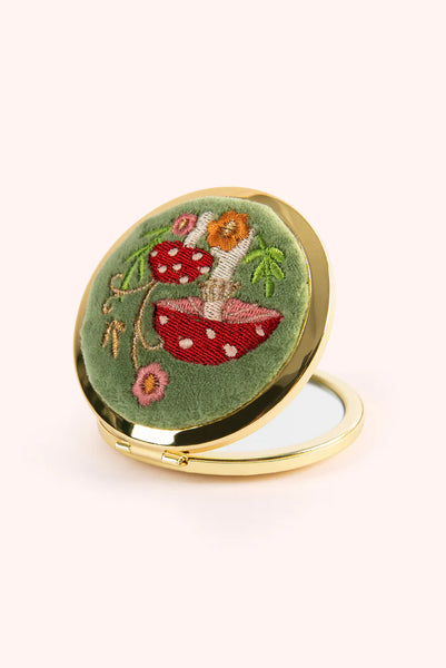 Powder Embroidered Mirror - Toadstools