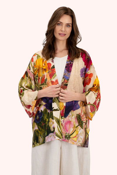 Powder Mid-Length Kimono - Botanical Bouquet, Cream