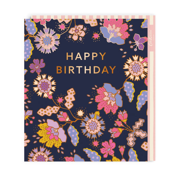 Cath Kidston Gold Outlined Flowers Large Birthday Card