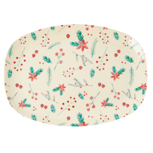 Rice Rectangular Melamine Plate - Poinsettia
