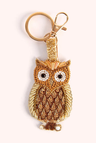Powder Golden Owl Keyring