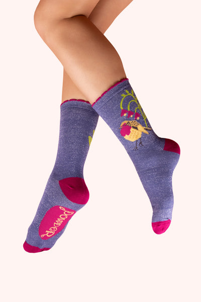 Powder Glitter Ankle Socks - Robin Red Breast