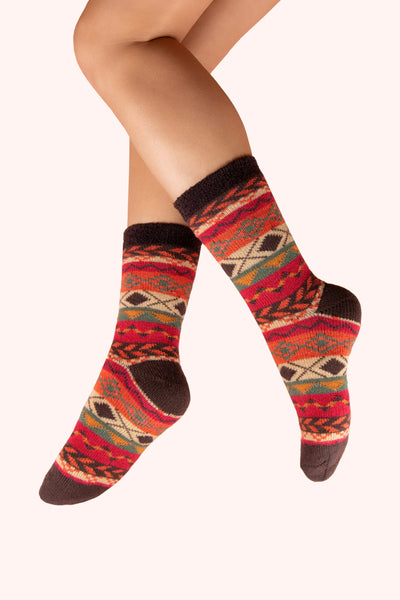 Powder Cosy Socks - Fairsle Russet