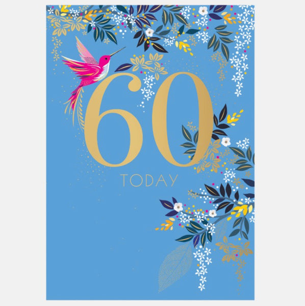 Sara Miller Hummingbird 60th Birthday Card