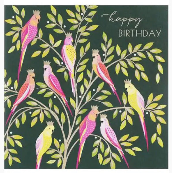 Sara Miller Parrots In Crowns Card