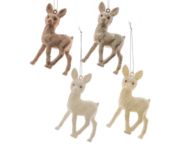 Glitter Baby Deer Tree Decoration - Copper/Taupe/White/Gold