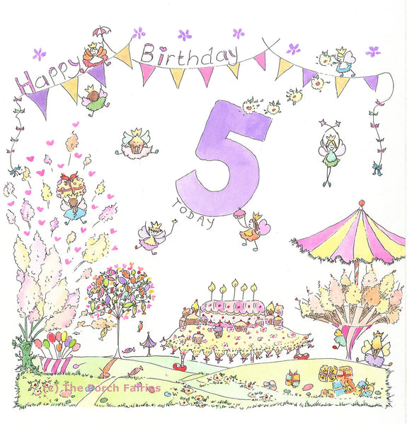The Porch Fairies Birthday Card - Girl's Age 5