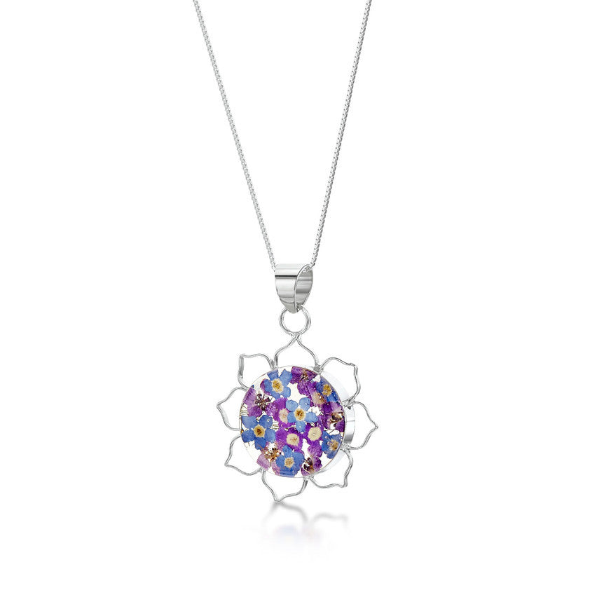 Shrieking Violet Purple Haze Pendant Necklace - Lotus Flower