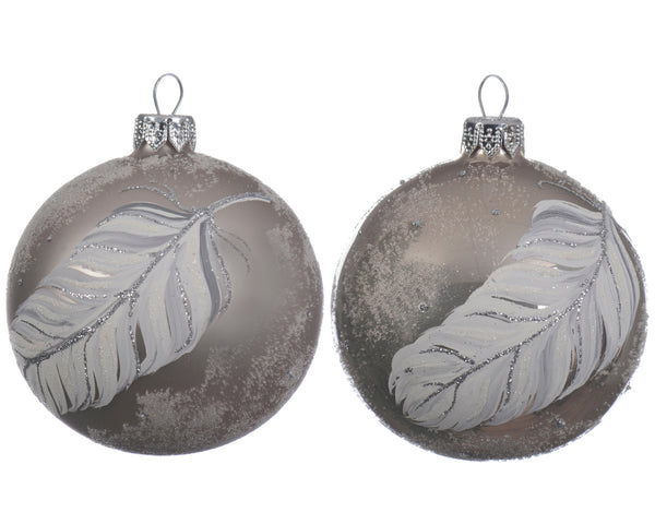 Feather Glass Bauble - Gold