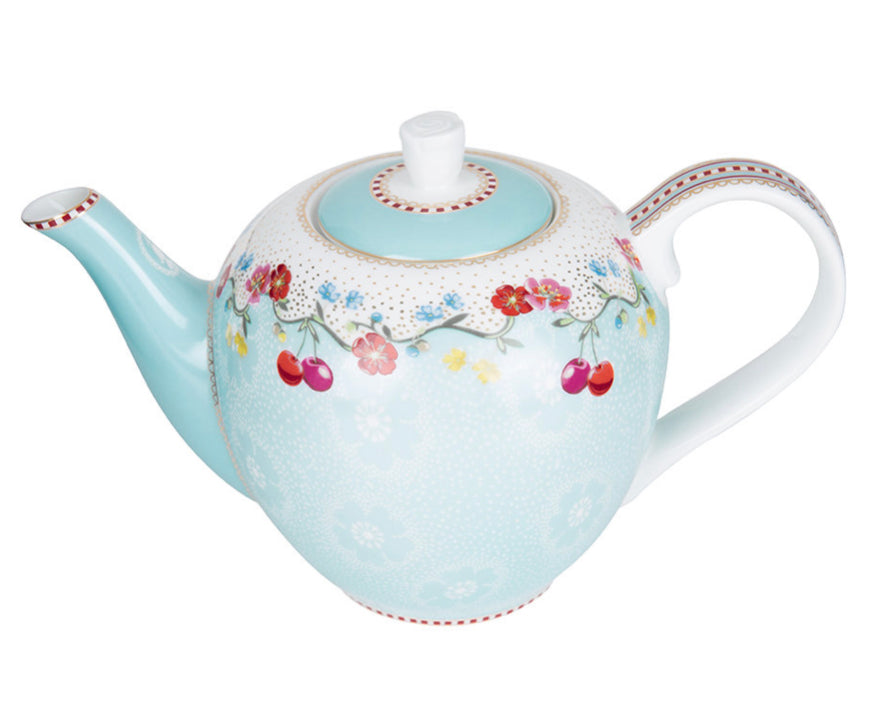 Pip Studio Floral Cherry Teapot - Blue
