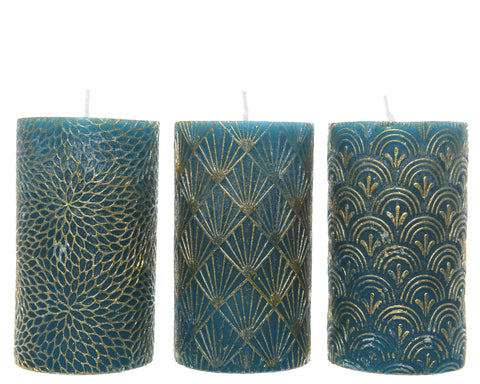 Medium Teal Wax Pillar Candle