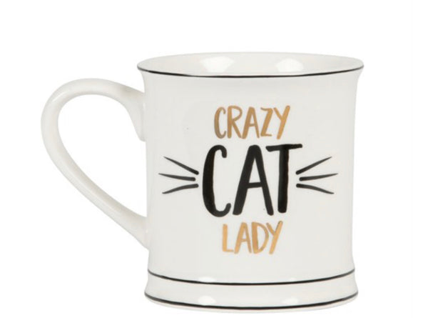 Sass & Belle Monochrome Crazy Cat Lady Mug