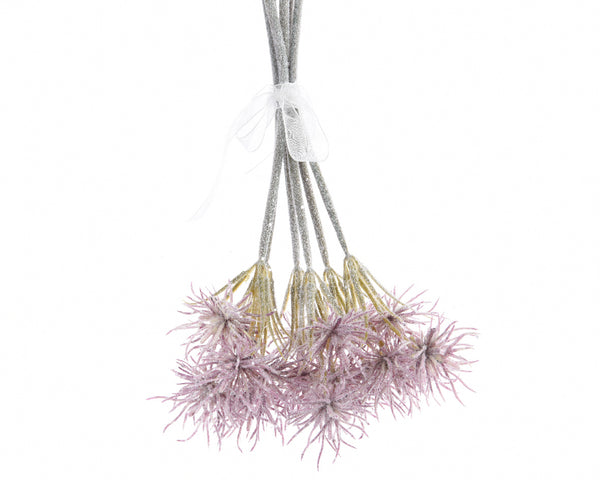 Lilac Snowy Flower Bunch with Ribbon